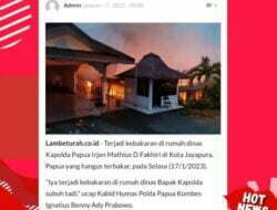 Rumah Dinas Kapolda Jayapura Terbakar, Netizen: Ada Hubungannya dengan Penangkapan Lukas Enembe?