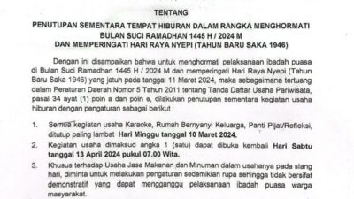 Bulan Suci Ramadhan, Usaha Hiburan di Makassar Tutup Mulai 10 Maret 2024