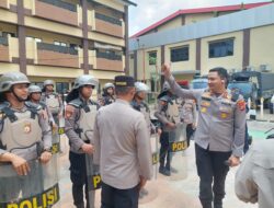 Jelang Hari Buruh, Kapolres Gowa Tinjau Latihan Dalmas Sat Samapta
