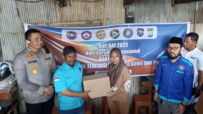 Jelang May Day 2025, Polres Gowa Bersama DPC KSPSI Gelar Bakti Sosial
